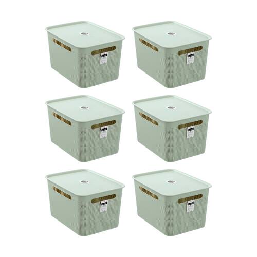 6PK Boxsweden Koi Lidded Home Organiser Storage Container Basket Assorted 16.5L