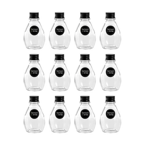 12PK Lemon And Lime Verre Bulb Glass Reusable Food Container Lid Black 100ml