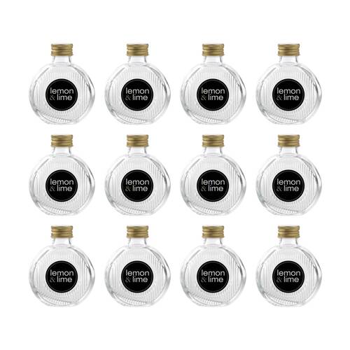 12PK Lemon And Lime Verre Flat Ribbed Glass Food Container Lid Gold 100ml