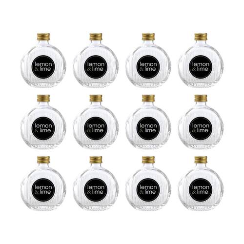 12PK Lemon And Lime Verre Flat Ribbed Glass Reusable Food Container Gold 200ml