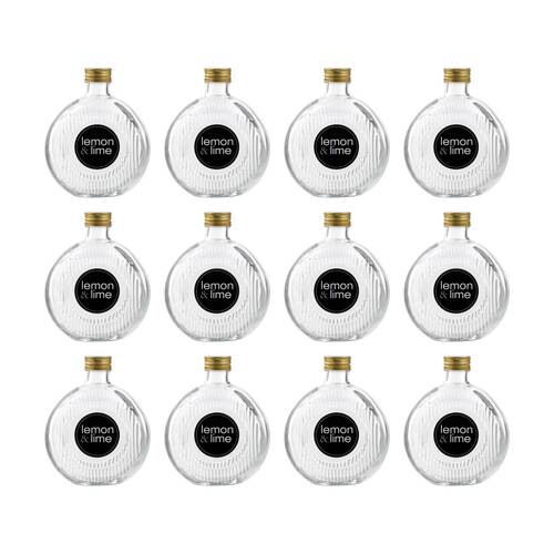 12PK Lemon And Lime Verre Flat Ribbed Glass Reusable Food Container Gold 350ml