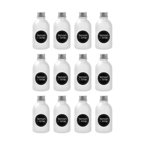 12PK Lemon And Lime Verre Frost Glass Reusable Food Container Lid Silver 150ml