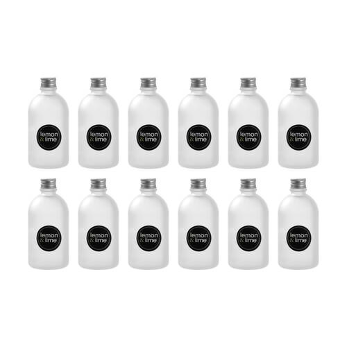 12PK Lemon And Lime Verre Frost Glass Reusable Food Container Lid Silver 290ml