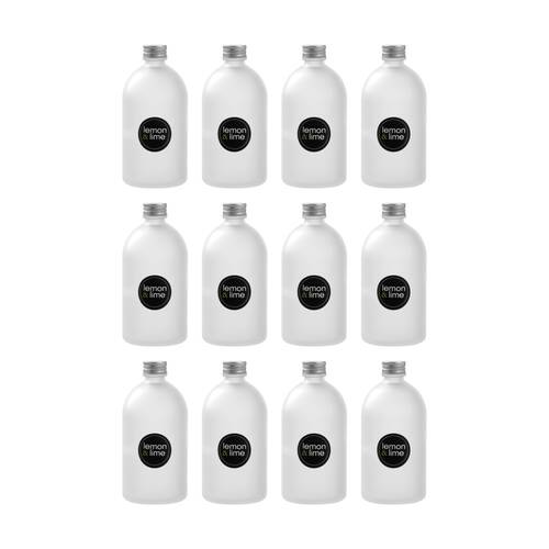 12PK Lemon And Lime Verre Frost Glass Reusable Food Container Lid Silver 500ml