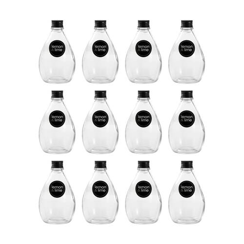 12PK Lemon And Lime Verre Bulb Glass Reusable Food Container Lid Black 280ml