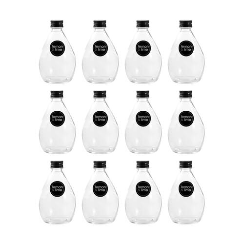 12PK Lemon And Lime Verre Bulb Glass Reusable Food Container Lid Black 350ml