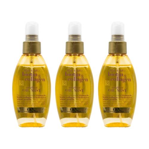 3PK OGX Weightless Thick Full Biotin & Collagen Oil Mist Spray Hair Care 118ml