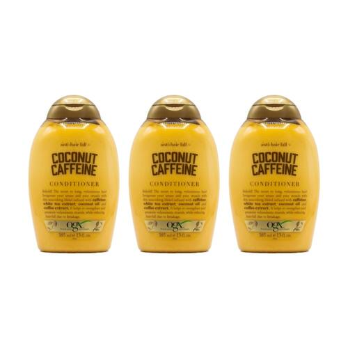 3PK OGX Anti Hair Fall White Tea & Coconut Caffeine Conditioner Bottle 385ml