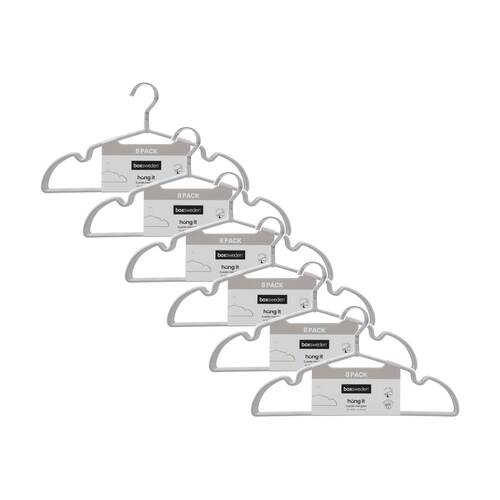 6x 8PK Boxsweden Hangit Suede Wardrobe Clothes Hangers Non-Slip 40.5cm