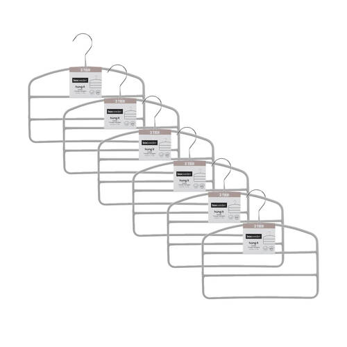 12x Boxsweden Hangit Suede 3 Tier Trouser Wardrobe Clothes Hanger Organiser