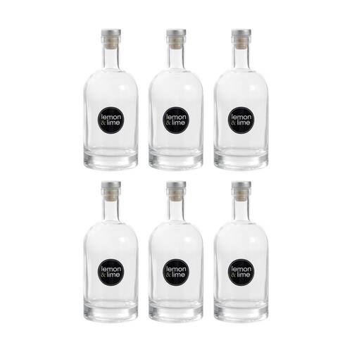 6PK Lemon And Lime Verre Round Glass Bottle Reusable Food Container 500ml