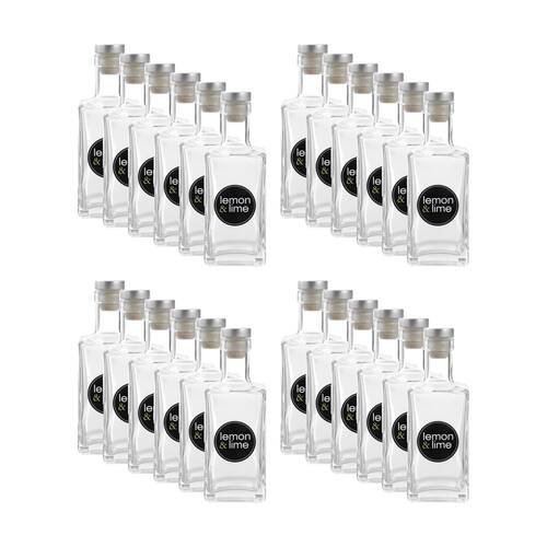 24PK Lemon And Lime Verre Square Glass Bottle Reusable Food Container 270ml