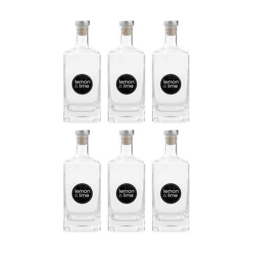 6PK Lemon And Lime Verre Square Glass Bottle Reusable Food Container 520ml