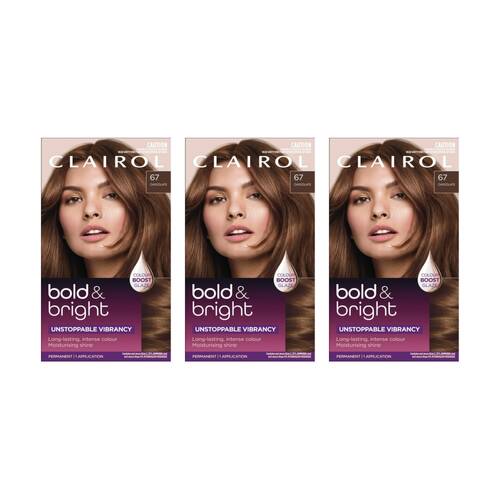 3PK Clairol Permanent Hair Colour 1 Application Bold And Bright 67 Chocolate