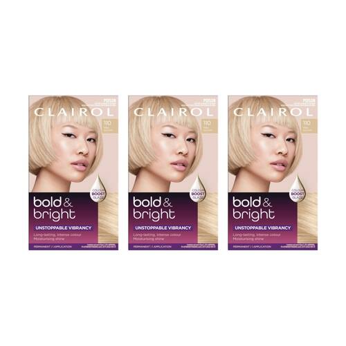 3PK Clairol Permanent Hair Colour 1 Application Bold And Bright 110 Pina Colada