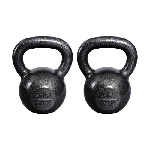 2PK Cast Iron Kettlebell 24kg Balanced Gym Weight W/ Comfortable Handle