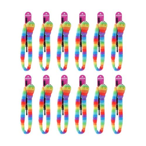 12PK Paws And Claws Pounce Rainbow Pet Cat Toy Dangler Wand Plush 1.5m