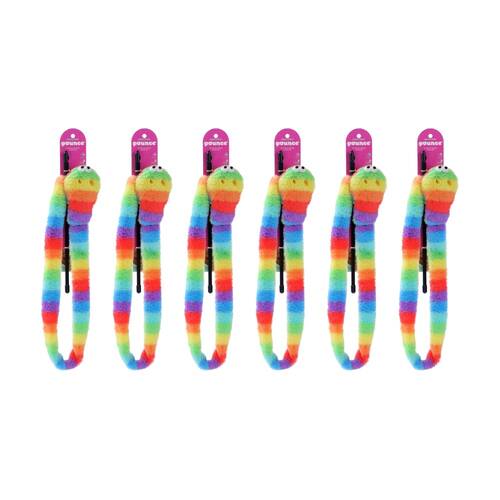 6PK Paws And Claws Pounce Rainbow Pet Cat Toy Dangler Wand Plush 1.5m