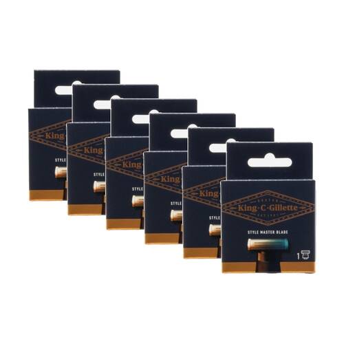 6PK Gillette King C Replacement Shaving Razor Style Master Blade Men's