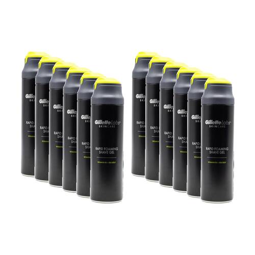 12PK Gillette Labs Skin Care Men's Cooling Rapid Foaming Shave Gel 198ml