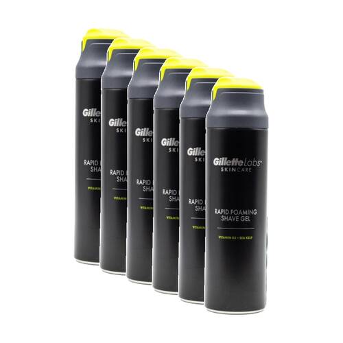 6PK Gillette Labs Skin Care Men's Cooling Rapid Foaming Shave Gel 198ml