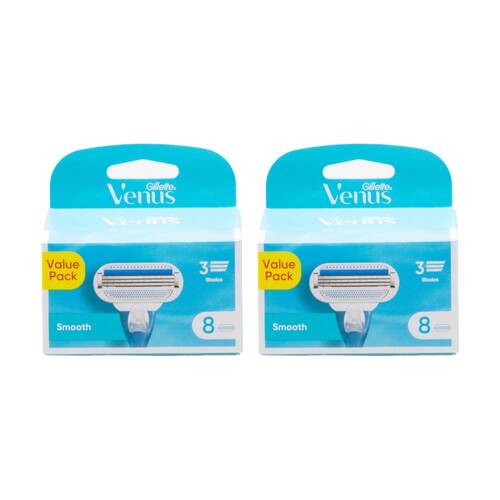 2x 8pc Gillette Venus 3 Blade Razor Cartridges Smooth Value Pack Women's