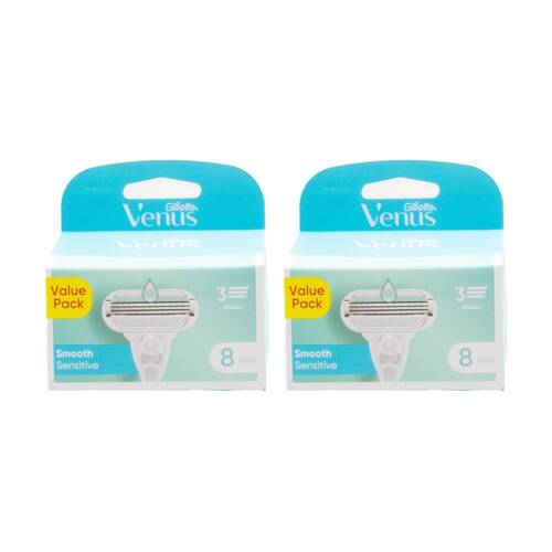 2x 8pc Gillette Venus 3 Blade Razor Cartridges Smooth Sensitive Value Pack