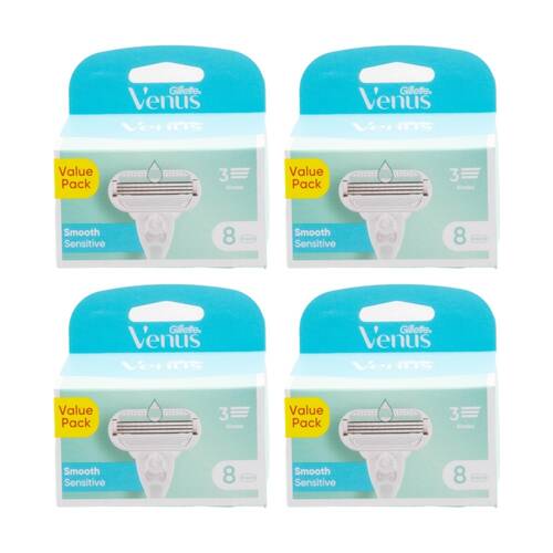 4x 8pc Gillette Venus 3 Blade Razor Cartridges Smooth Sensitive Value Pack