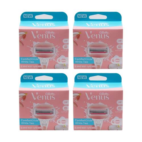 4x 4pc Gillette Razor Cartridges ComfortGlide White Tea Scented Venus Blades