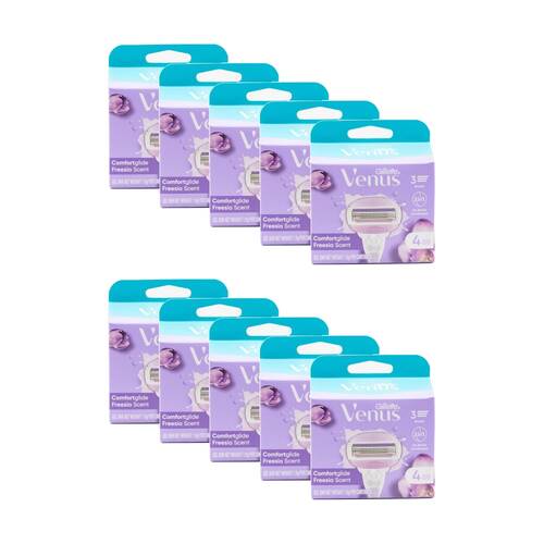 10x 4pc Gillette Venus Comfort Glide 3 Blade Razor Cartridge Freesia Scent