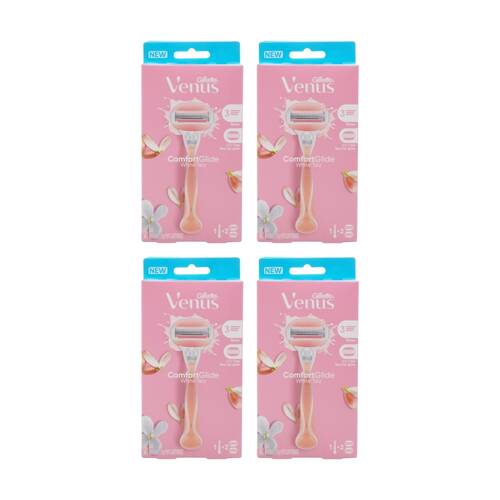 4PK Gillette Venus Razor 1 Handle Plus 2 Cartridges ComfortGlide White Tea