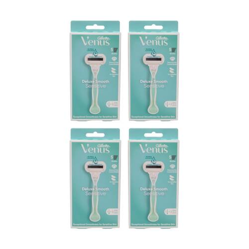 4PK Gillette Razor Venus Plus 1 Handle & 2 Cartridges Deluxe Smooth Sensitive