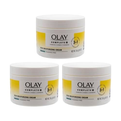 3PK Olay 3-in1 Nourish Renew & Strengthen Hydrating Rich Moisturising Cream 241g