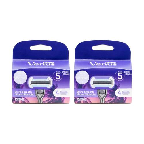 2x 4pc Gillette Razor Cartridges Venus Extra Smooth Miami Midnight Blades