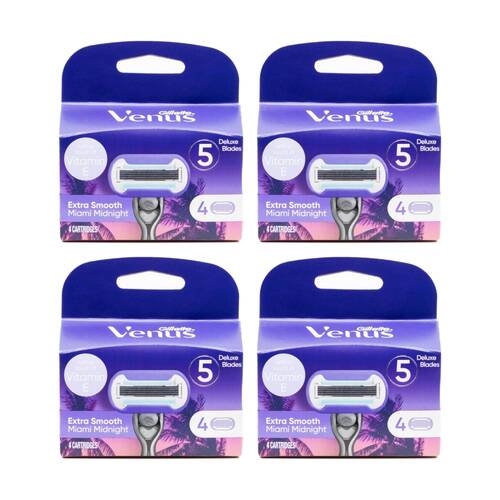4x 4pc Gillette Razor Cartridges Venus Extra Smooth Miami Midnight Blades