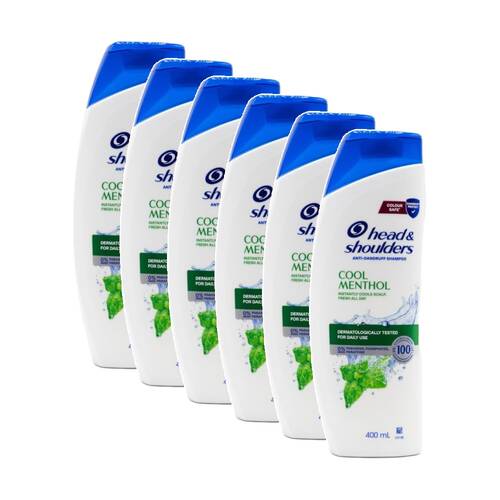 6PK Head & Shoulders Anti Dandruff Cool Menthol Shampoo 400ml