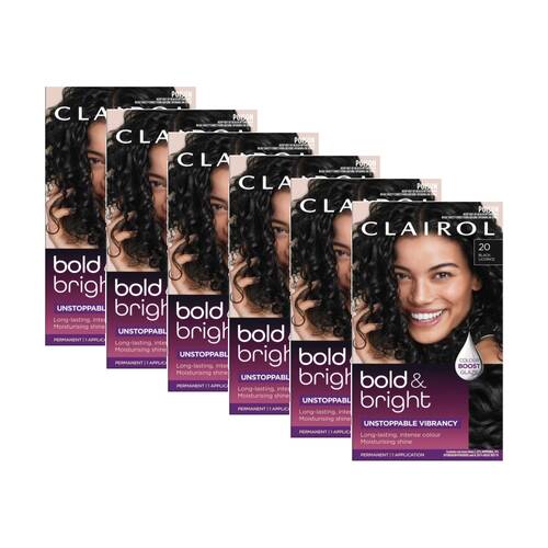 6PK Clairol Permanent Hair Colour 1 Application Bold & Bright 20 Black Licorice