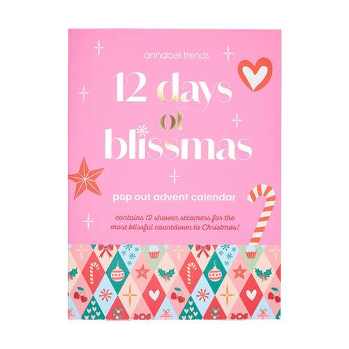 12pc Annabel Trends 12 Days Festive Advent Calendar Shower Steamers Pink