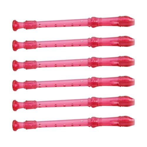 6PK Vivaio Plastic Recorder Soprano 8-Hole Kids Music Instrument 3Y+ Translucent