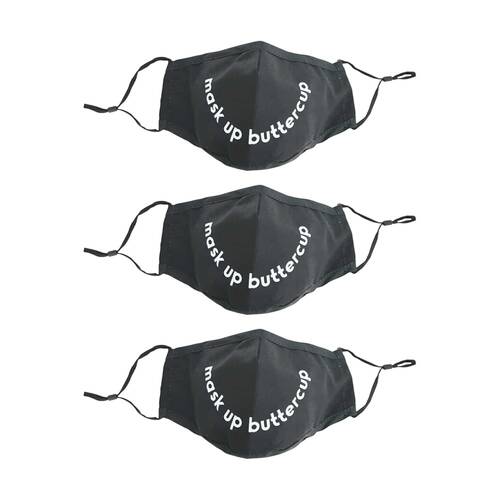 3PK Annabel Trends Mask Up Reusable Face W/ Adjustable Ear Straps Black