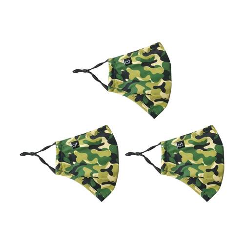 3PK Annabel Trends Kids Reusable Face Mask W/ Adjustable Ear Straps Green Camo