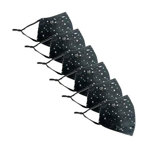 6PK Annabel Trends Reusable Face Mask W/ Adjustable Ear Straps Black Space