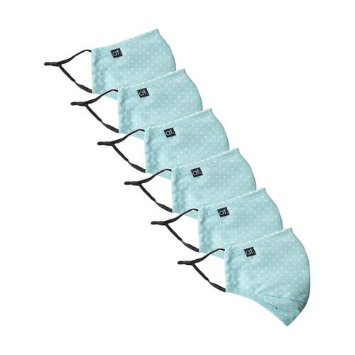 6PK Annabel Trends Reusable Face Mask W/ Adjustable Ear Straps Dot Blue