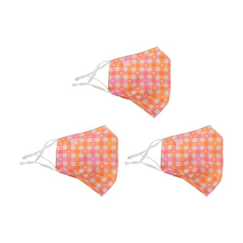 3PK Annabel Trends Reusable Face Mask W/ Adjustable Ear Straps Daisy Gingham