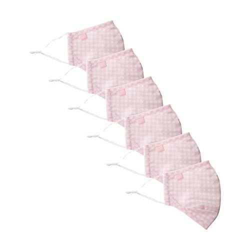 6PK Annabel Trends Reusable Face Mask W/ Adjustable Ear Straps Pink Gingham