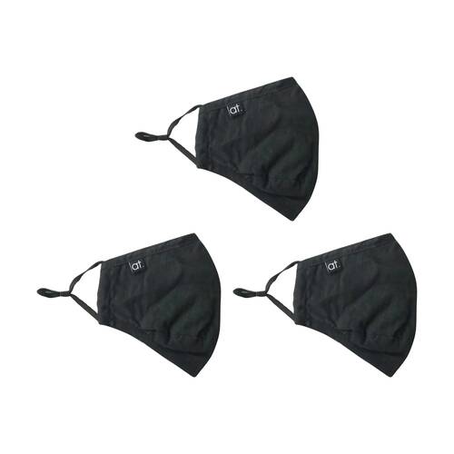 3PK Annabel Trends Reusable Contoured Face Mask W/ Adjustable Ear Straps Black