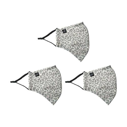 3PK Annabel Trends Reusable Face Mask W/ Adjustable Ear Straps Ocelot Grey