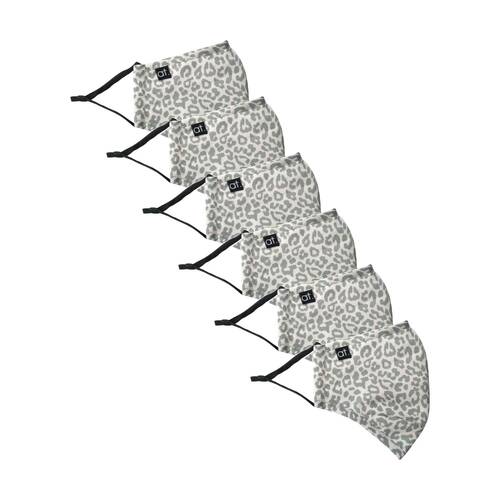 6PK Annabel Trends Reusable Face Mask W/ Adjustable Ear Straps Ocelot Grey
