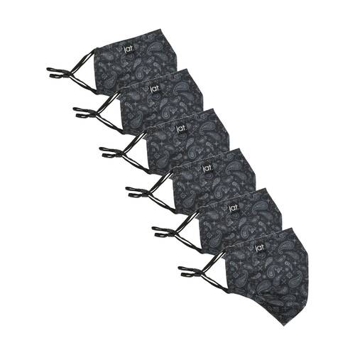 6PK Annabel Trends Reusable Face Mask W/ Adjustable Ear Straps Paisley Black