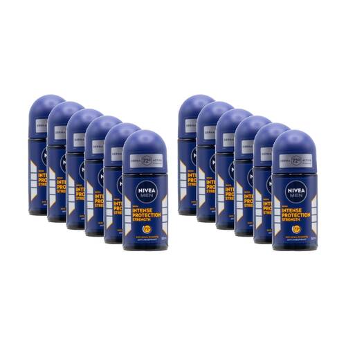 12PK Nivea 72H Antiperspirant Men's Roll On Deodorant 50mL Anti Stress